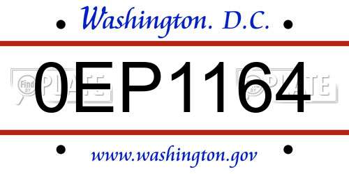 0EP1164 District Of Columbia License Plate