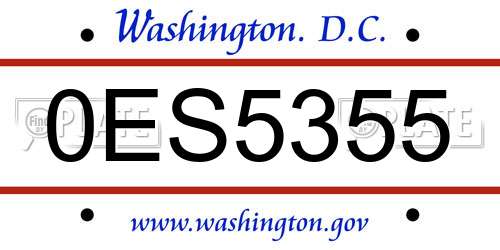 0ES5355 District Of Columbia License Plate