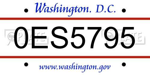0ES5795 District Of Columbia License Plate