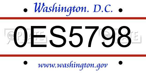 0ES5798 District Of Columbia License Plate