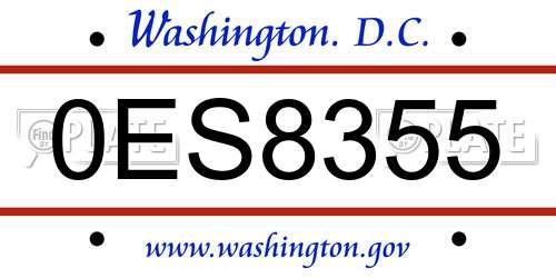 0ES8355 District Of Columbia License Plate