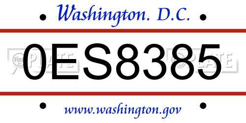 0ES8385 District Of Columbia License Plate