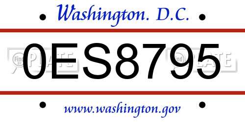 0ES8795 District Of Columbia License Plate