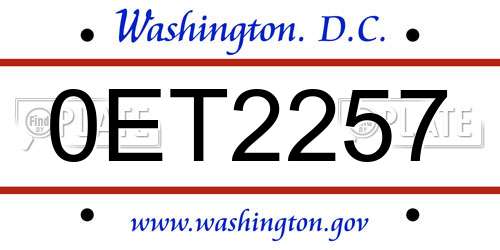 0ET2257 District Of Columbia License Plate