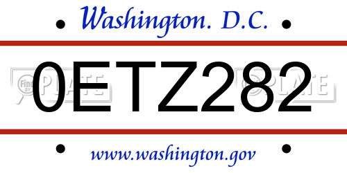 0ETZ282 District Of Columbia License Plate
