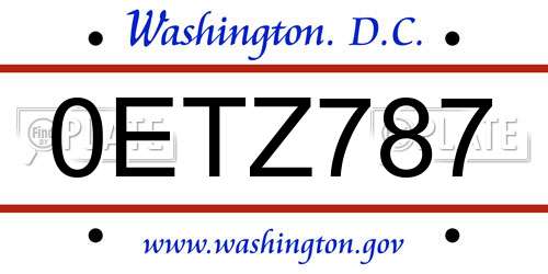 0ETZ787 District Of Columbia License Plate