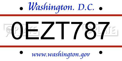 0EZT787 District Of Columbia License Plate