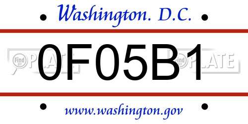 0F05B1 District Of Columbia License Plate