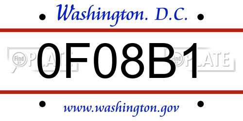 0F08B1 District Of Columbia License Plate
