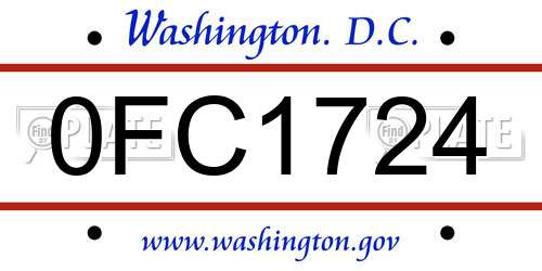 0FC1724 District Of Columbia License Plate