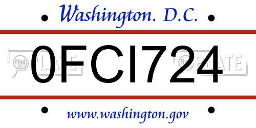 0FCI724 District Of Columbia License Plate