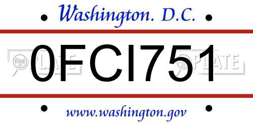 0FCI751 District Of Columbia License Plate