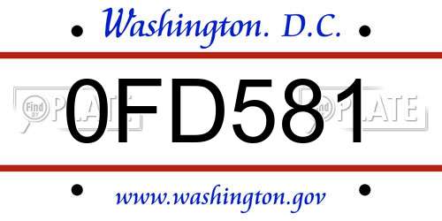 0FD581 District Of Columbia License Plate