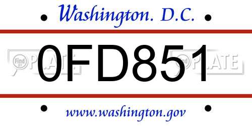 0FD851 District Of Columbia License Plate
