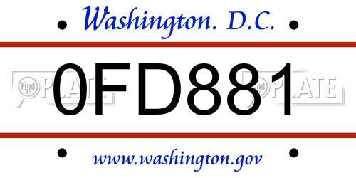 0FD881 District Of Columbia License Plate