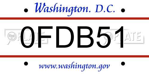0FDB51 District Of Columbia License Plate