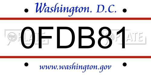 0FDB81 District Of Columbia License Plate