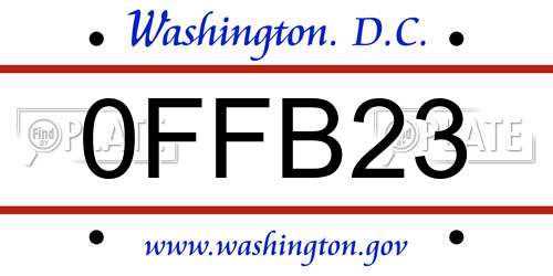 0FFB23 District Of Columbia License Plate