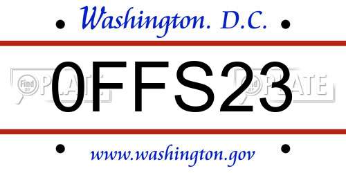 0FFS23 District Of Columbia License Plate