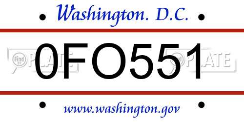 0FO551 District Of Columbia License Plate