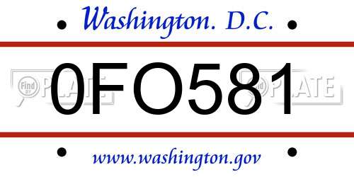 0FO581 District Of Columbia License Plate