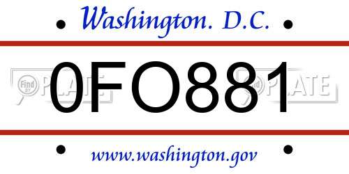 0FO881 District Of Columbia License Plate