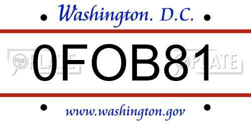 0FOB81 District Of Columbia License Plate
