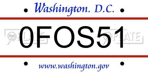 0FOS51 District Of Columbia License Plate