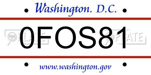 0FOS81 District Of Columbia License Plate