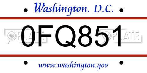 0FQ851 District Of Columbia License Plate