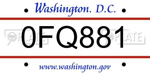 0FQ881 District Of Columbia License Plate