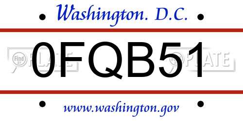 0FQB51 District Of Columbia License Plate