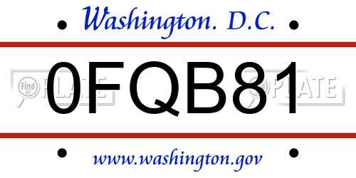 0FQB81 District Of Columbia License Plate