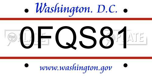 0FQS81 District Of Columbia License Plate