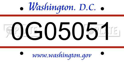 0G05051 District Of Columbia License Plate