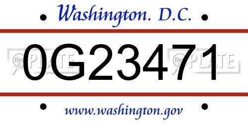 0G23471 District Of Columbia License Plate