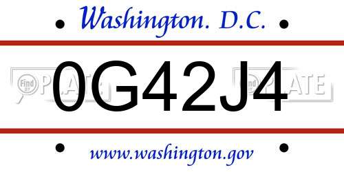 0G42J4 District Of Columbia License Plate