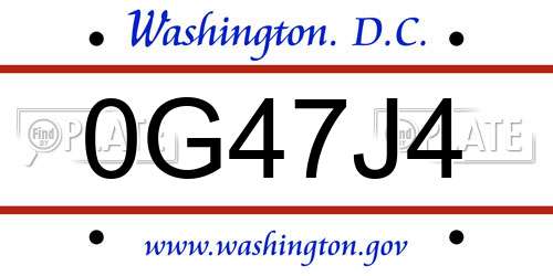 0G47J4 District Of Columbia License Plate
