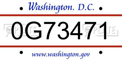 0G73471 District Of Columbia License Plate