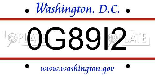 0G89I2 District Of Columbia License Plate