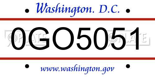 0GO5051 District Of Columbia License Plate