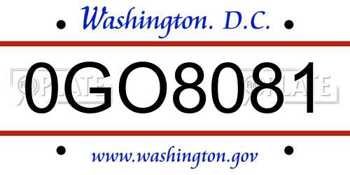 0GO8081 District Of Columbia License Plate