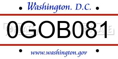 0GOB081 District Of Columbia License Plate