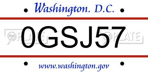 0GSJ57 District Of Columbia License Plate