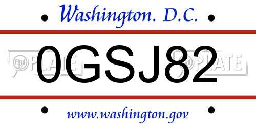 0GSJ82 District Of Columbia License Plate