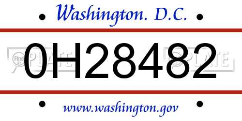 0H28482 District Of Columbia License Plate