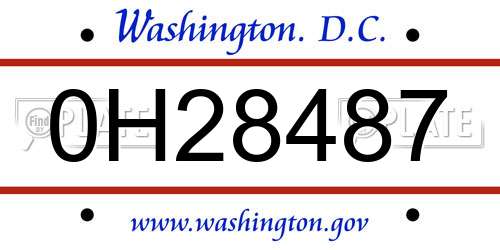0H28487 District Of Columbia License Plate