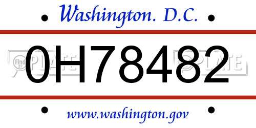 0H78482 District Of Columbia License Plate