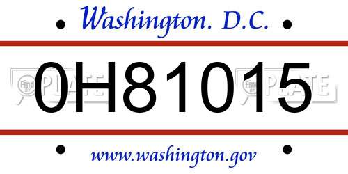 0H81015 District Of Columbia License Plate