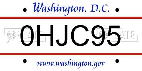 0HJC95 District Of Columbia License Plate